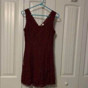 Elegant Burgundy Lace Dress